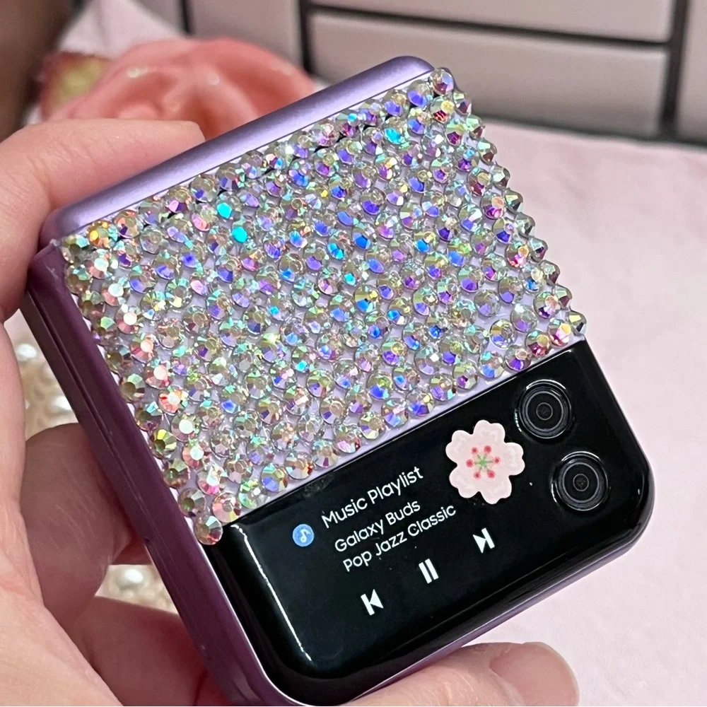 Samsung Galaxy Buds 2/Pro/Live Z Flip 3 Cover Style Case only - Lavender (Bling)